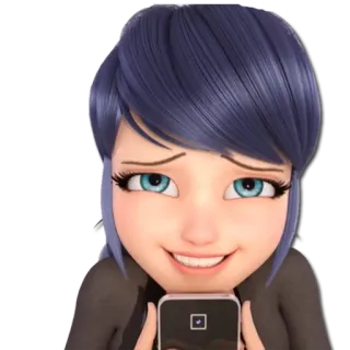 😍 Marinette Dupain-Cheng Miraculous: Tales of Ladybug & Cat Noir desenho animado, animado, menina, telefone, Miraculous Ladybug, Marinette, adolescente telegram sticker
