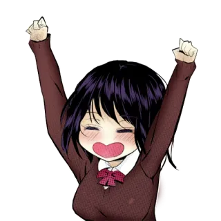 🙌 Аниме девушка, Школьная форма, Праздник, Счастливый, Восторженный telegram sticker