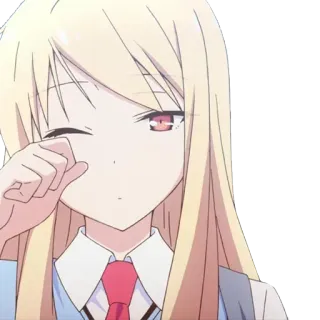 😴 dziewczyna anime, blond włosy, czerwone oczy, urocza, mundurek szkolny, kreskówka telegram sticker