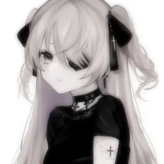 ❤️ YOU TOO Dziewczyna anime, Gotyk, Emo, Krzyż, Kreskówka, Smutny, Mroczny telegram sticker