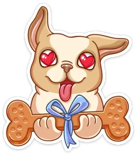 😍 cão, cachorro, amor, osso, fofo, desenho animado, animal de estimação, animal telegram sticker