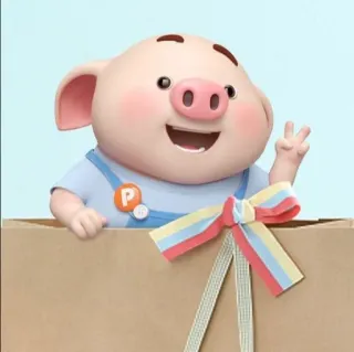 🐽 Cochon, Dessin animé, Animal, Mignon, Signe de paix telegram sticker