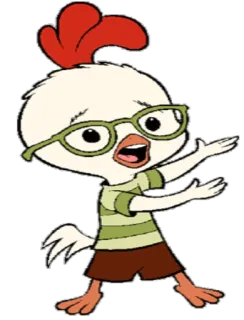 👋 Chicken Little Huhn, Brille, Cartoon, animiert, lustig, süß telegram sticker