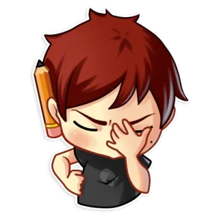 😣 cartone animato, matita, stanco, ragazzo, artista, adesivo telegram sticker