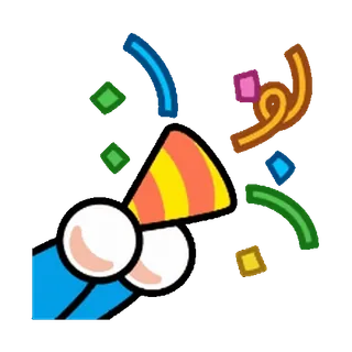 🔵 파티, 축하, 종이꽃가루, 모자, 만화 whatsapp sticker