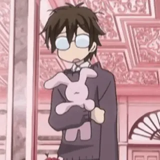 ⏱ Haruhi Fujioka Ouran High School Host Club anime, character, cute, bunny, glasses telegram sticker