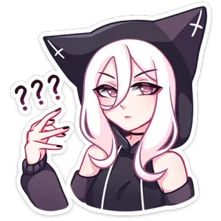 🤨 ??? Аниме, Вопрос, Милый, Кот, Девушка, В замешательстве telegram sticker