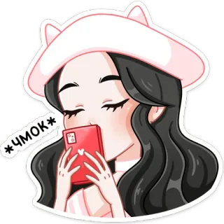 😘 *ЧМОК* 키스, 소녀, 전화, 사랑, 귀여운, 하트 telegram sticker