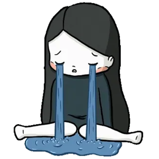 😭 crying, sad, girl, tears, emo, cartoon, illustration telegram sticker