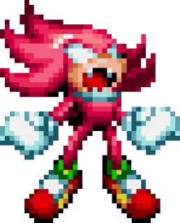 😡 Knuckles Knuckles, Sonic the Hedgehog, video game, red, pixel art telegram sticker