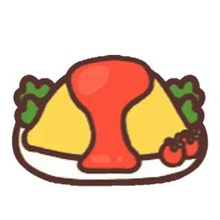😊 tortilla francesa, comida, huevos, salsa de tomate, ensalada whatsapp sticker
