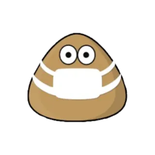 😷 Pou Pou, マスク, バーチャルペット, ゲームキャラクター, カートゥーン telegram sticker