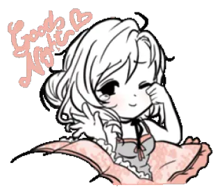 😴 Good Night buona notte, assonnato, carino, stile anime, cartoni animati, kawaii whatsapp sticker