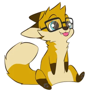 🙃 fox, cartoon, animal, cute, glasses, kawaii telegram sticker