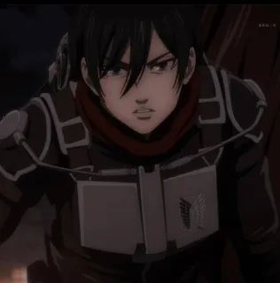 🥶 Mikasa Ackerman Attack on Titan Anime, L'Attaque des Titans, Mikasa Ackerman, Bataillon d'exploration, Militaire telegram sticker