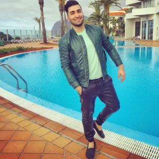 🌀 man, pool, jacket, style, fashion, palm trees telegram sticker