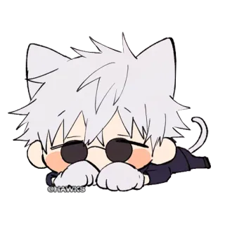 😴 @HAWKS Katzenohren, Anime, Chibi, Kawaii, Süß, Sticker telegram sticker