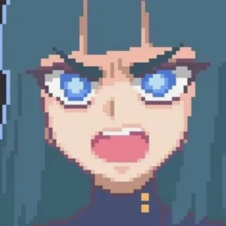 👾 arrabbiato, anime, pixel art, femminile, cartoni animati whatsapp sticker
