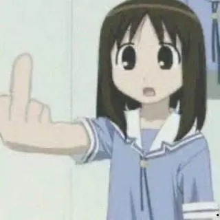 😱 dedo corazón, ofensivo, anime, chica, gesto, insulto, grosero telegram sticker