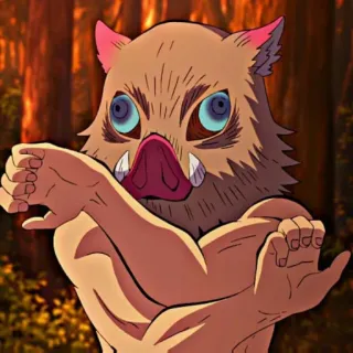 👺 Inosuke Hashibira Demon Slayer Anime, Demon Slayer, Inosuke, Hashibira, Masque sanglier, Personnage telegram sticker