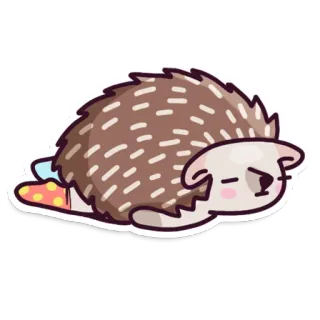 😞 เม่น, สัตว์, น่ารัก, นอนหลับ, การ์ตูน telegram sticker