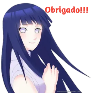 🙂 Hinata Naruto Obrigado!!! 애니메이션, 히나타 히유가, 나루토, 감사합니다, Obrigado telegram sticker