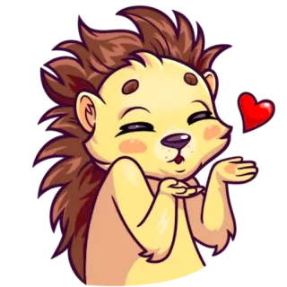 😘 ежик, мультфильм, животное, любовь, поцелуй, сердце, милый whatsapp sticker