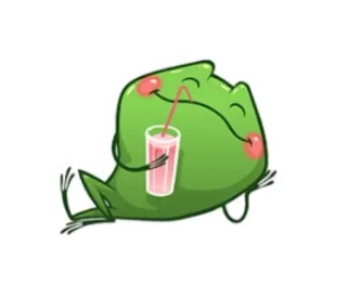 🥤 rã, bebida, desenho animado, fofo, relaxamento, verde whatsapp sticker