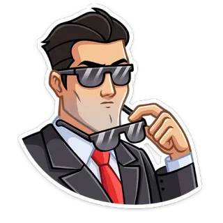 😎 homme, lunettes de soleil, costume, cravate, dessin animé, homme d'affaires whatsapp sticker