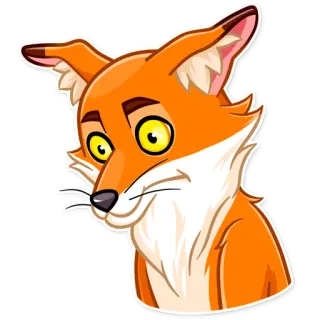 😳 fox, animal, sticker, orange, cartoon telegram sticker
