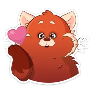 😘 แพนด้าแดง, สัตว์, น่ารัก, การ์ตูน, หัวใจ, ความรัก, สติกเกอร์ telegram sticker