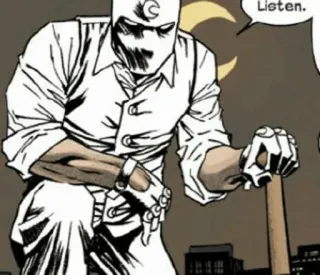 🌙 Moon Knight Listen. การ์ตูน, มาร์เวล, มูนไนท์, ซูเปอร์ฮีโร่, ศาลเตี้ย whatsapp sticker