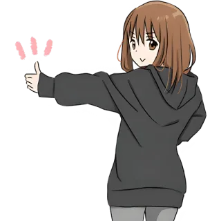 👍 Anime, Desenho animado, Menina, Polegar para cima, Positivo, Fofo, Adesivo telegram sticker