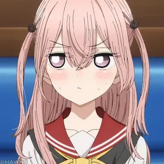 🎀 anime, gadis, imut, rambut merah muda, seragam sekolah telegram sticker