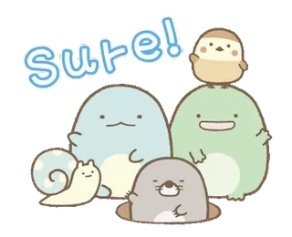🤍 Sure! süß, kawaii, tiere, aufkleber, figuren, freundlich, positiv telegram sticker