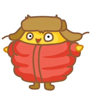 🐥 süß, winterlich, vogelartig, warm, mütze, jacke, cartoon whatsapp sticker