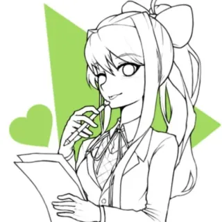 📄 Monika Doki Doki Literature Club! animé, fille, monika, écolière, doki doki literature club, mignon whatsapp sticker