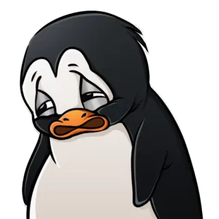 😢 triste, pingüino, dibujo animado, melancólico, deprimido, emocional telegram sticker