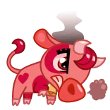 😡 牛, 動物, 漫画, 可愛い, ステッカー, ハート, ピンク whatsapp sticker