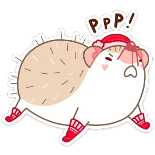 😠 PPP! riccio, inverno, carino, animale, assonnato, cartone animato, vacanza, cappello babbo natale telegram sticker