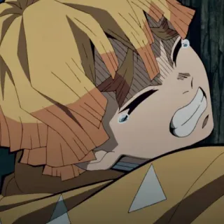 💛 Zenitsu Agatsuma Demon Slayer anime, character, crying, anime character, demon slayer, zenitsu, emotional whatsapp sticker