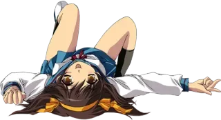 ❤️ Haruhi Suzumiya The Melancholy of Haruhi Suzumiya Аниме, Школьная форма, Харухи Судзумия, Персонаж, Лежащая, Женщина telegram sticker