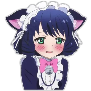 😔 Аниме, Девушка-кошка, Горничная, Милый, Каваий telegram sticker