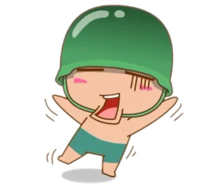 😞 hoạt hình, mũ bảo hiểm, binh lính, quân sự telegram sticker