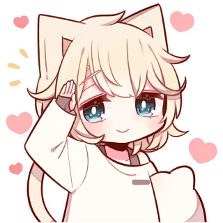 🫡 anime, cat ears, chibi, cute, hearts telegram sticker