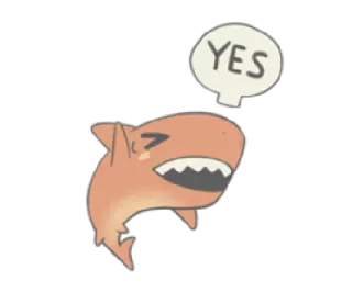 👍 YES tubarão, fofo, animal, sim, desenho animado telegram sticker