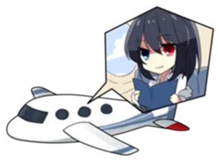 ✈ anime, airplane, chibi, cute, cartoon, manga telegram sticker