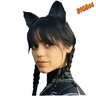 😏 Wednesday Addams Wednesday Digzz wednesday addams, netflix, série de tv, celebridade, retrato, orelhas de gato pretas telegram sticker