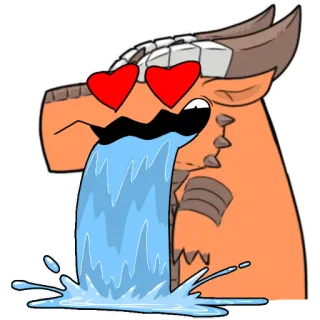 😍 Dessin animé, Orange, Coeur yeux, Pleurs, Eau, Autocollant telegram sticker