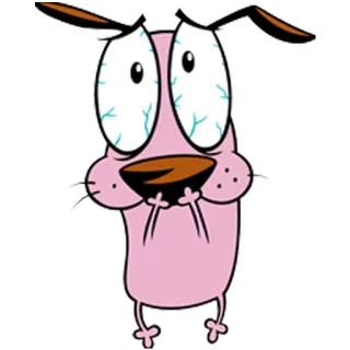 😢 Courage the Cowardly Dog Dessin animé, Chien, Effrayé, Rose, Courage, Lâche telegram sticker